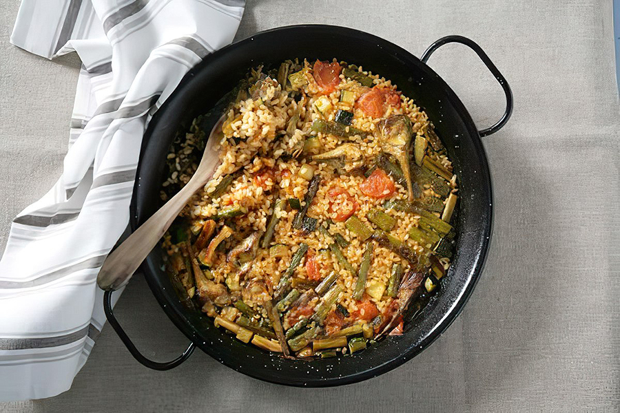 Paella de légumes : servir Paella de légumes