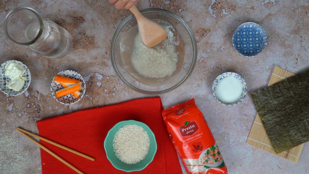 maki au surimie : Préparation du riz