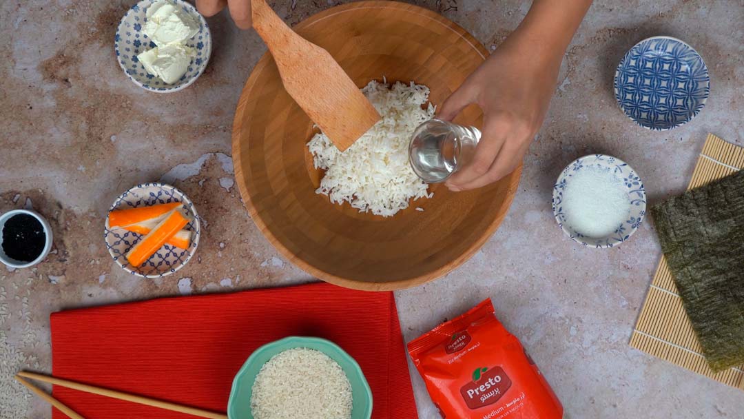 maki au surimie : Préparation du riz pour sushi