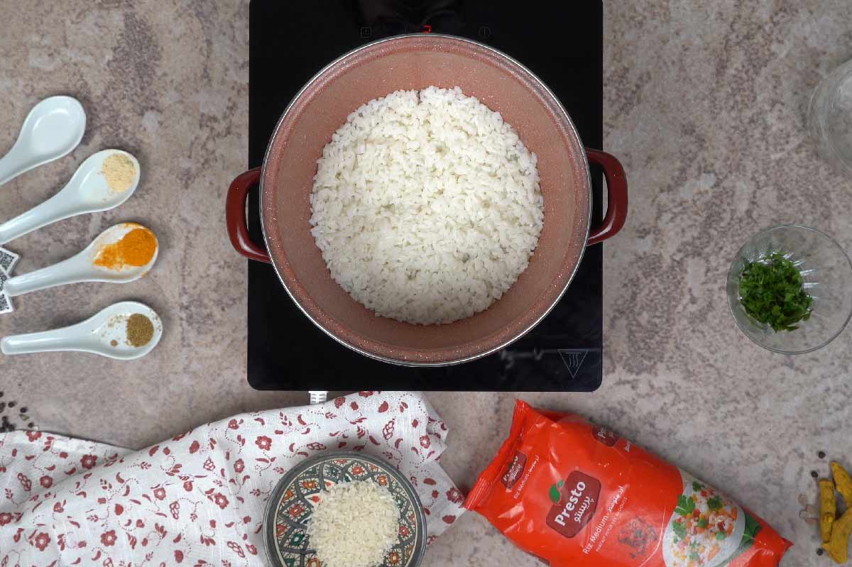 الأرز بالكفتة : تحضير الأرز