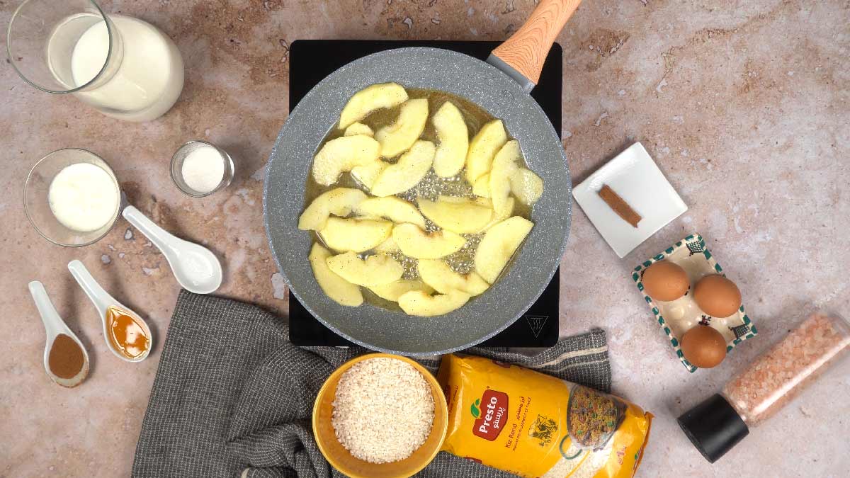 gateau de riz et pommes: Cuisson des pommes