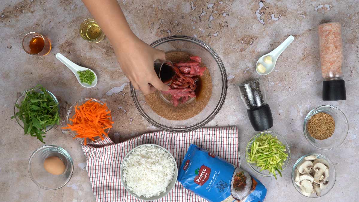 bibimbap : Marinade de la viande