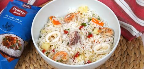 imagen receta Salade riz fruits de mer: Recette facile et délicieuse