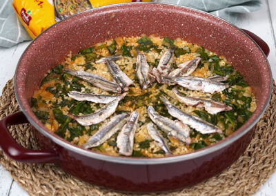 Riz aux anchois et aux épinards